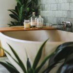 bathtub with spa products