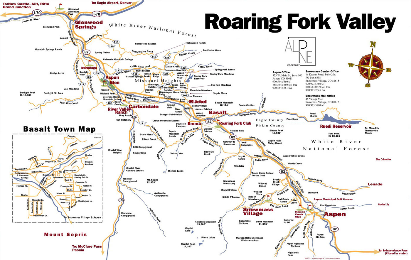 Roaring Fork Valley, Colorado map